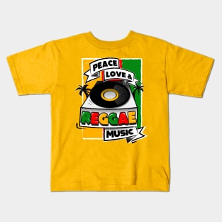 Peace, Love & Reggae Music Kids T-Shirt